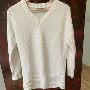 Everlane Small White V Neck Sweater